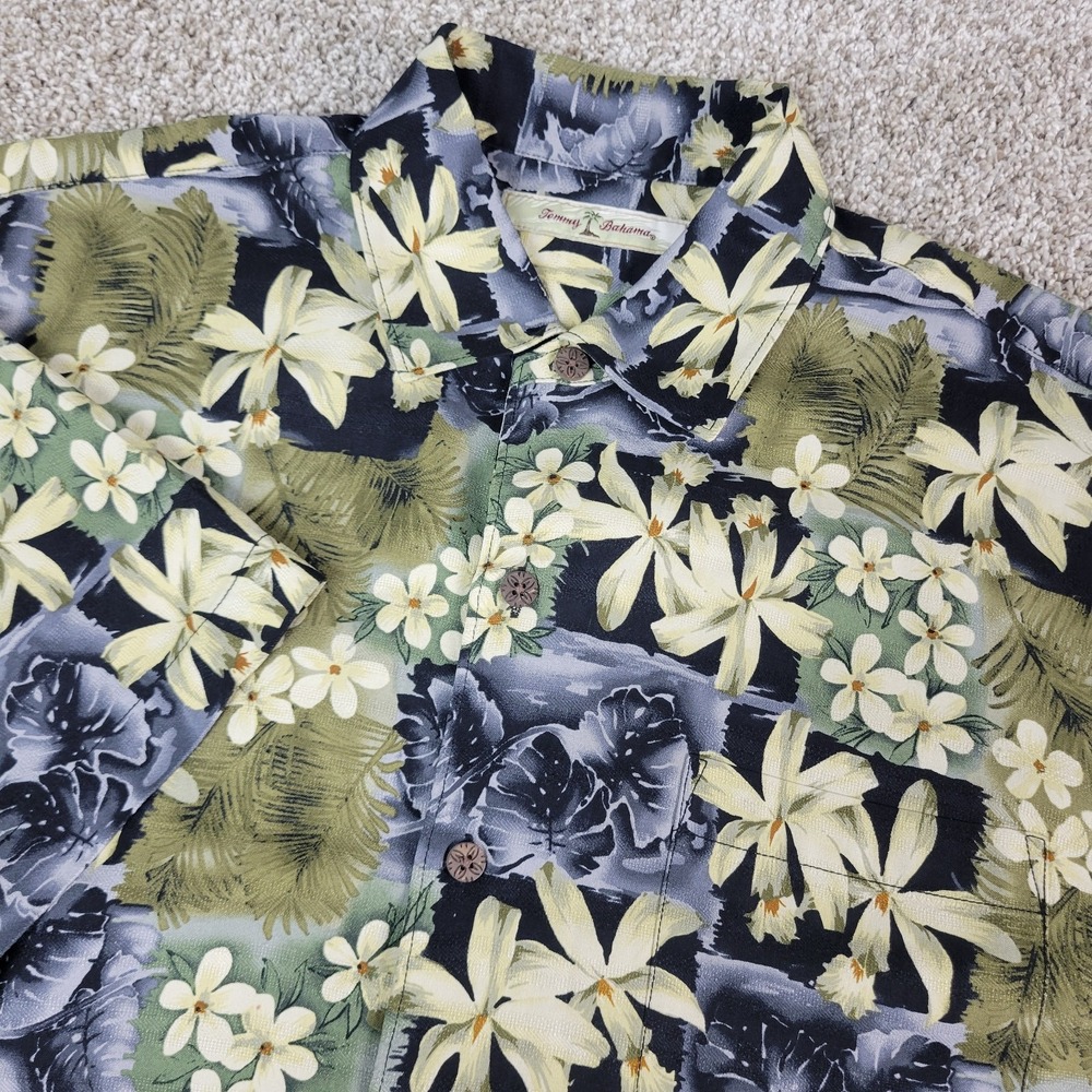 Vintage Tommy Bahama Mens Medium Multicolor AOP Floral Hawaiian SS 100% Silk